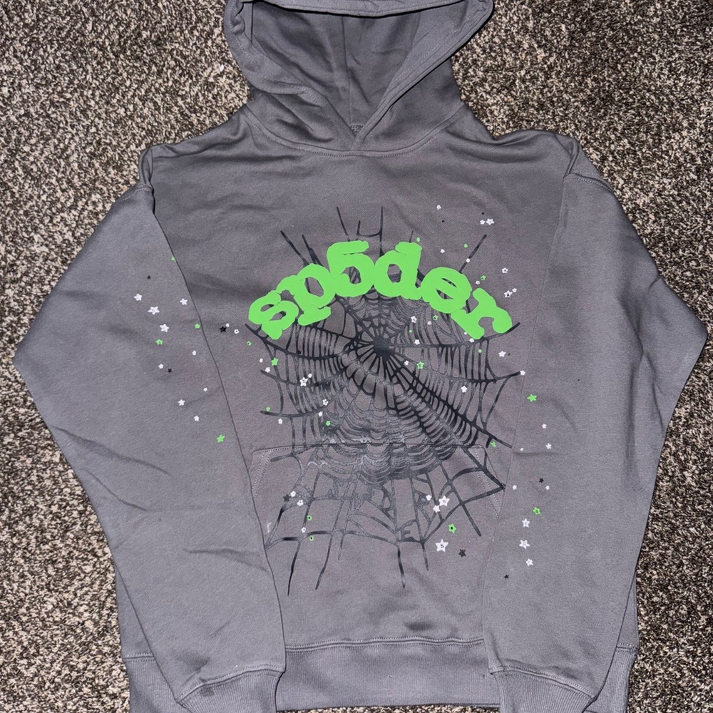 Spyder Gray Hoodie with Green Logo